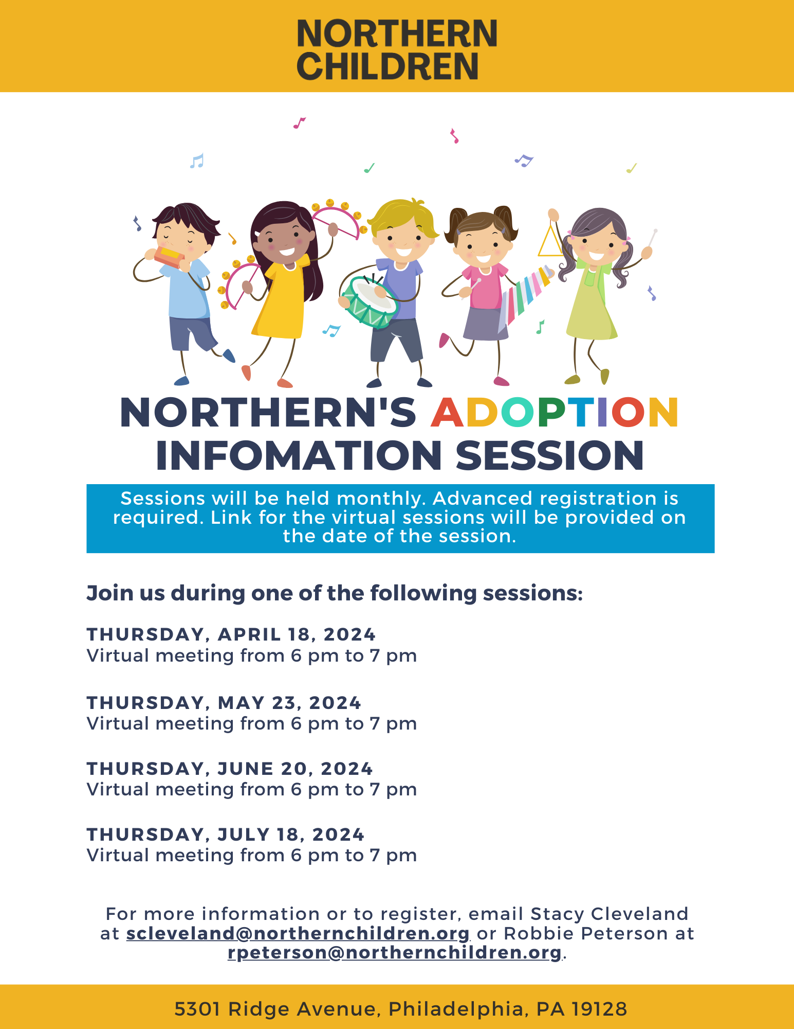 Northern Adoption Flyer April to July 2024 Virtual